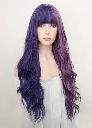 Two Tone Purple Wavy Synthetic Wig NS202