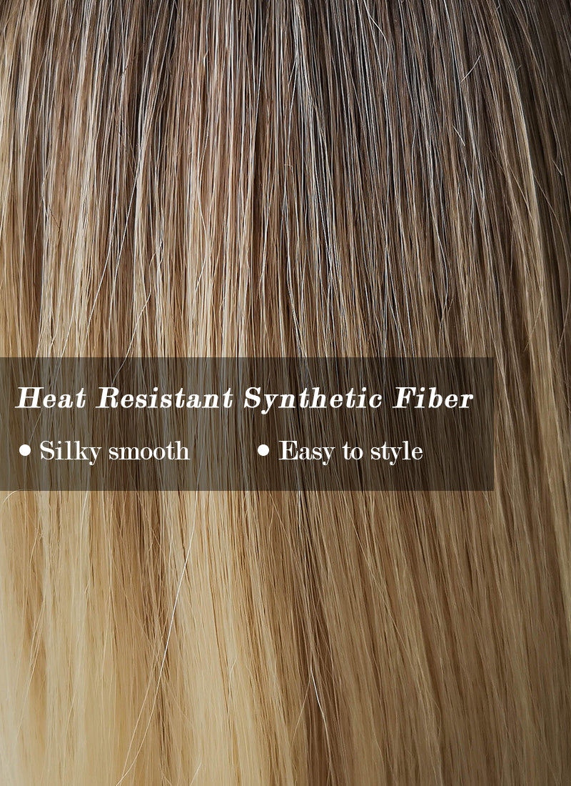 Blonde With Dark Roots Straight Bob Synthetic Wig NS218