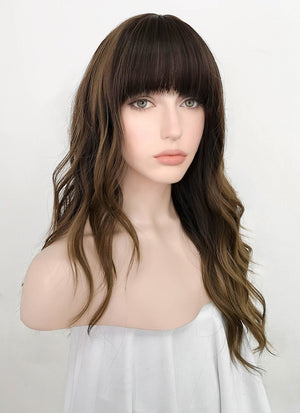 Two Tone Brown Wavy Synthetic Wig NS228