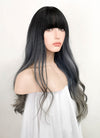 Two Tone Grey With Dark Roots Wavy Synthetic Wig NS328