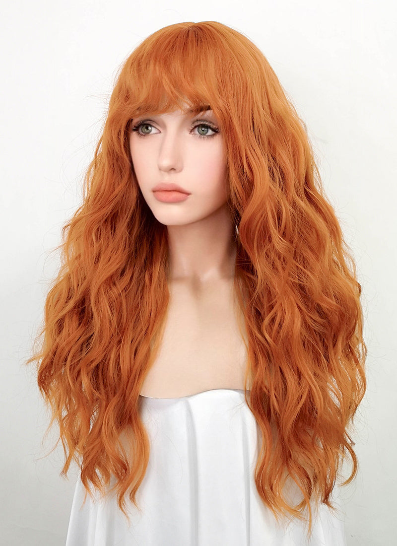 Orange Wavy Synthetic Hair Wig NS359 wigisfashion ca