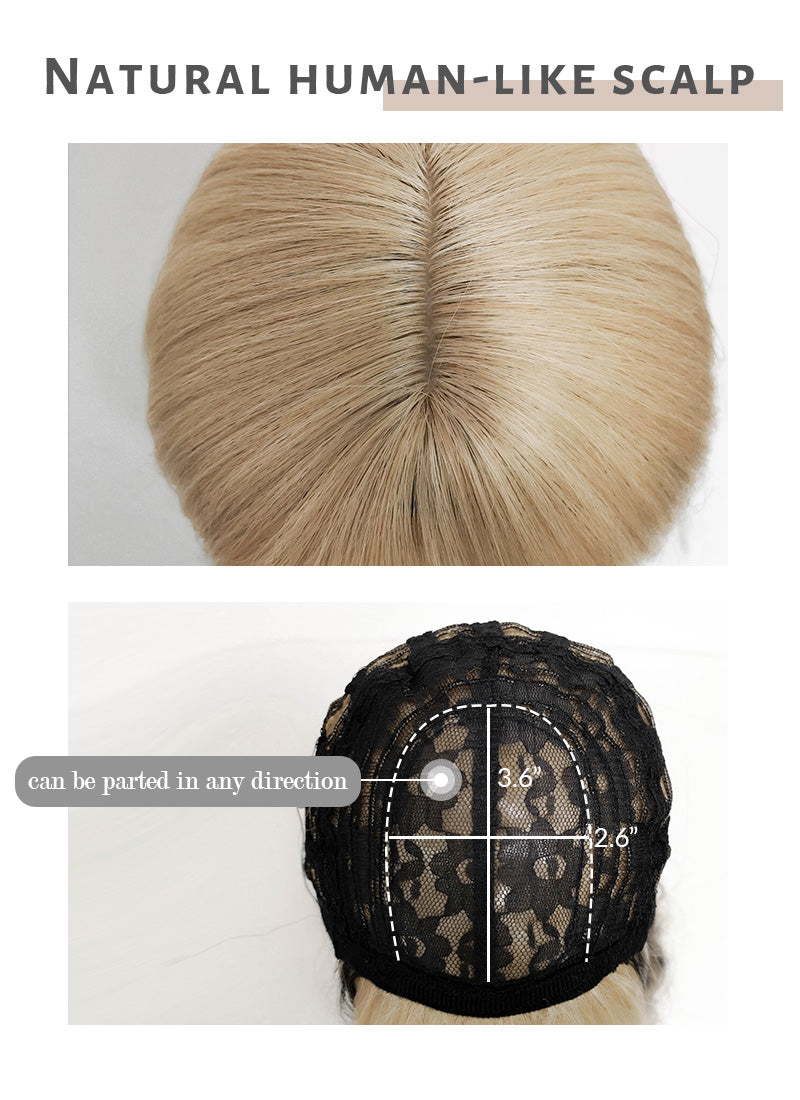 Blonde Mixed Black Wavy Synthetic Wig NS368