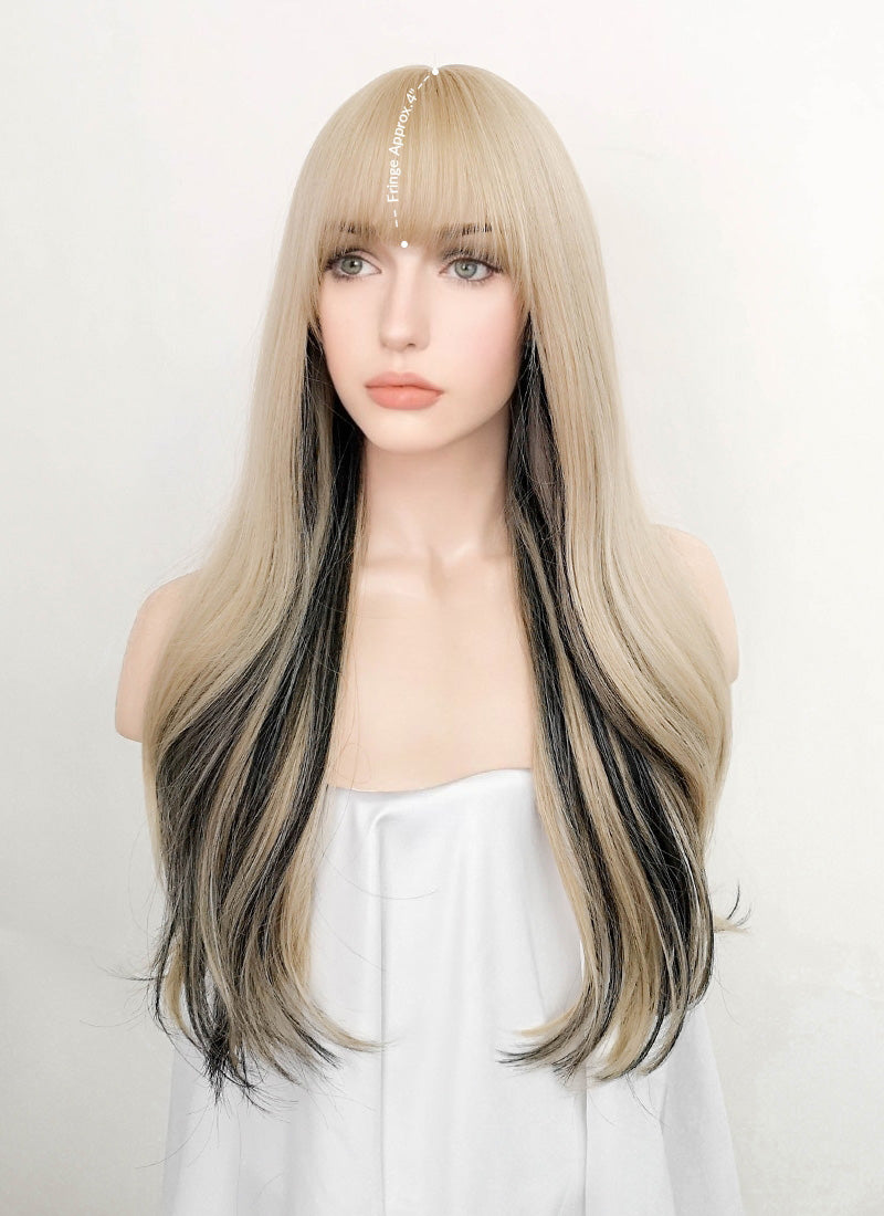 Long blonde wig no bangs store
