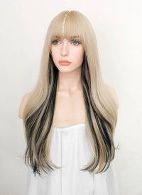 Blonde Mixed Black Wavy Synthetic Wig NS368