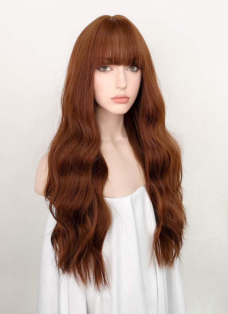 Auburn Wavy Synthetic Hair Wig NS376