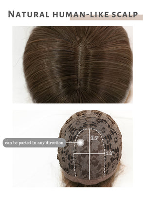 Mixed Brown With Dark Roots Wavy Synthetic Hair Wig NS386
