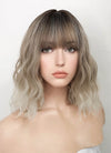 Two Tone Blonde Ombre with Dark Roots Wavy Bob Synthetic Hair Wig NS398
