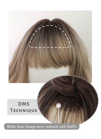 Two Tone Blonde Ombre with Dark Roots Wavy Bob Synthetic Hair Wig NS398