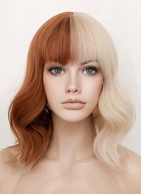 Ginger Blonde Split Color Wavy Synthetic Hair Wig NS414