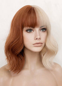 Ginger Blonde Split Color Wavy Synthetic Hair Wig NS414