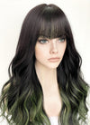 Black Mixed Green Wavy Synthetic Hair Wig NS425