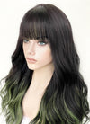 Black Mixed Green Wavy Synthetic Hair Wig NS425