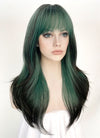 Green Mixed Black Straight Synthetic Hair Wig NS432