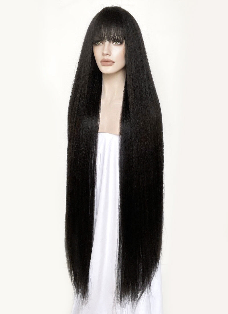 Black Yaki Straight Synthetic Hair Wig NS435