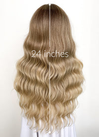 Brown Blonde Ombre Wavy Synthetic Hair Wig NS479