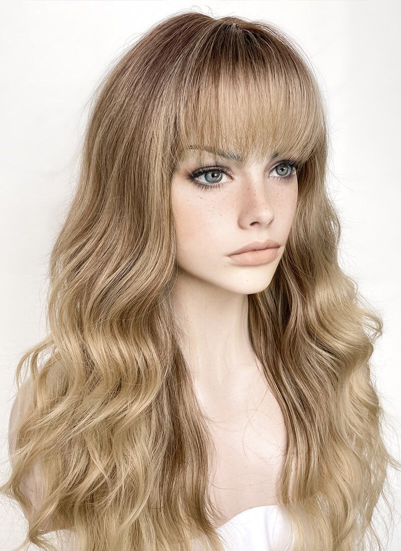 Brown Blonde Ombre Wavy Synthetic Hair Wig NS479