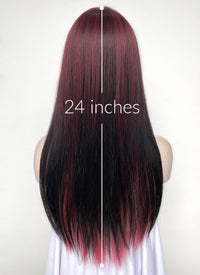 Red Pink Black Mixed Straight Synthetic Hair Wig NS481