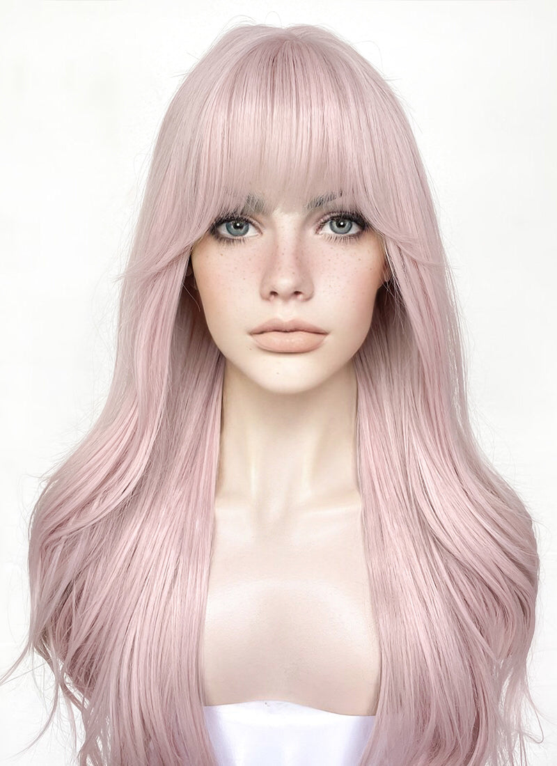 Pastel Pink Wavy Synthetic Hair Wig NS489