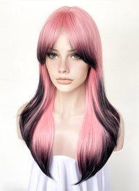 Pink Mixed Black Straight Synthetic Hair Wig NS500