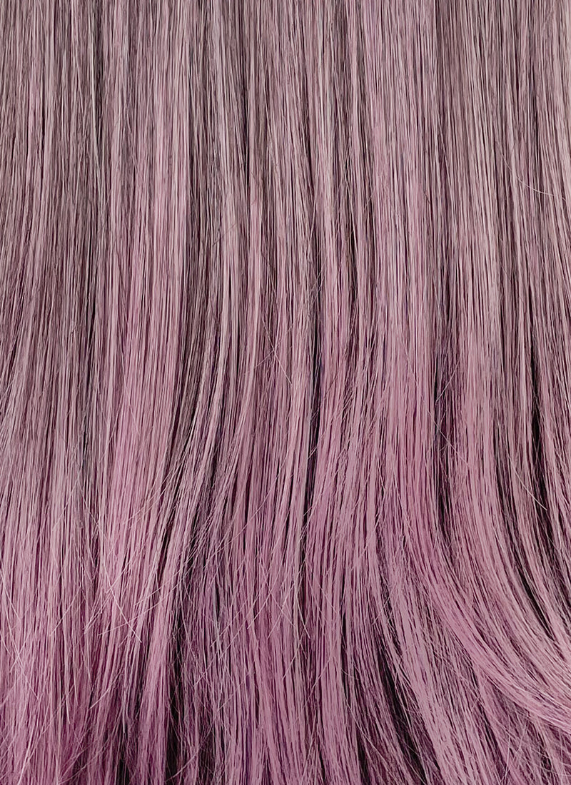 Ash Pink Purple Mixed Straight Synthetic Hair Wig NS501