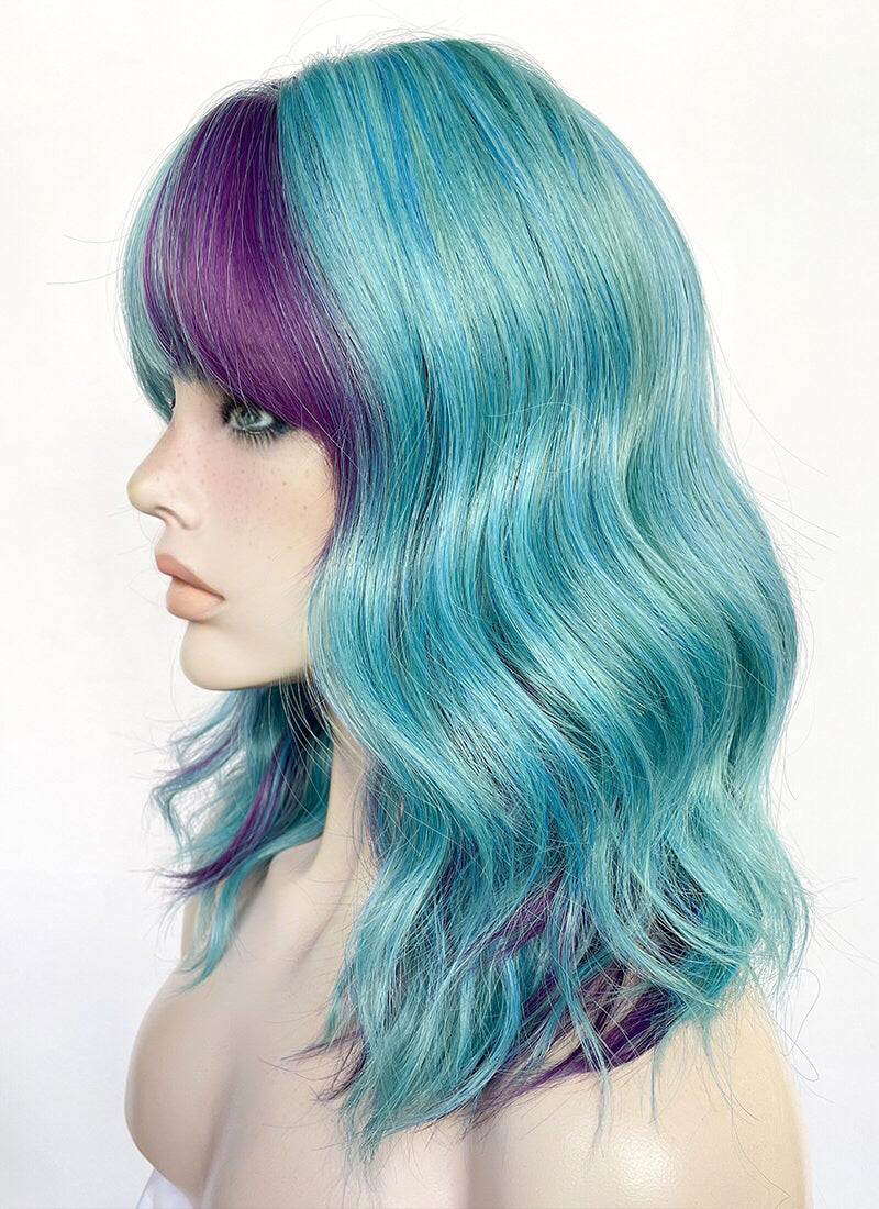 Blue Green Purple Mixed Wavy Synthetic Hair Wig NS514