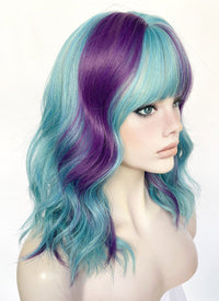 Blue Green Purple Mixed Wavy Synthetic Hair Wig NS514