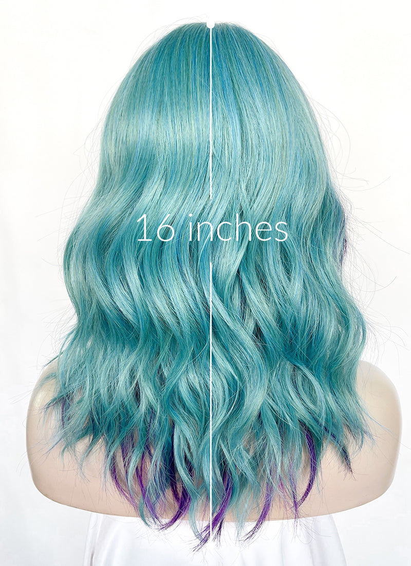 Blue Green Purple Mixed Wavy Synthetic Hair Wig NS514